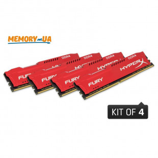Фото 1 - Оперативная память Kingston 32 GB (4x8GB) DDR4 2933 MHz HyperX Fury Red (HX429C17FR2K4/32)